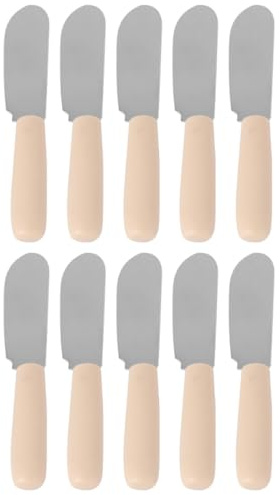 Healifty Lot de 10 Spatules de Cuisson en Acier Inoxydable avec Manche en Plastique Couteaux à Beurre Ergonomiques Épandeurs de Crème Pâtissière DIY Outil Cuisine pour Pâtisserie et
