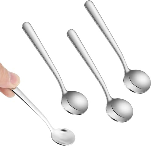 Shimmeroo 4Pcs Tiny Spoons for Spices, 3.5 Inch Stainless Steel Spice Spoon, Small Spoons for Spice Jars, Mini Metal Spoon for Sugar Salt Honey, Silver