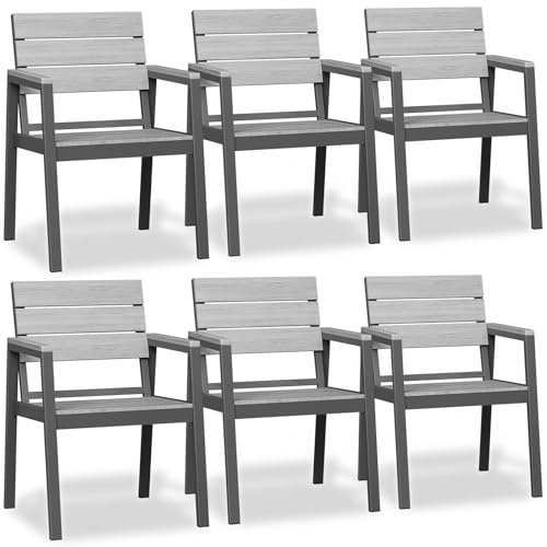 JUMMICO Chaise de Jardin Extérieur en Aluminium Aspect Bois - Antirouille, Facile à Nettoyer et Imputrescible, Charge Maximale 160kg, pour Jardin, Cour, Balcon
