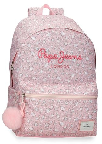 Pepe Jeans Mia Mochilas casual, mochila escolar rosa claro portaordenador, varios compartimentos, fabricada en Poliéster de Joumma Bags