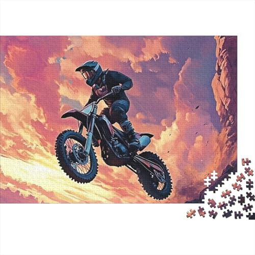 Rompecabezas 1000 Piezas Cartón Reciclado Salto Piloto Motocross Adultos Juego Educativo Decoración Pared Regalo Inauguración Casa Nuevos Vecinos 52x38cm