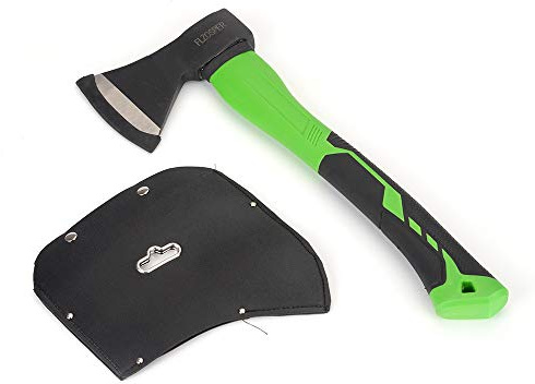 FLZOSPER Chopping Axe,15” Camping Hatchet，Forged Steel Wood Splitting Tool with Strong Fiberglass Handle and Anti-Slip Grip with Anti-Slip Grip-Even Free Head Cover
