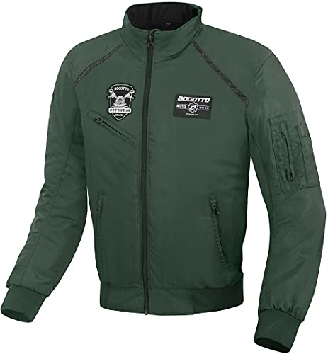 Bogotto Boston Giacca tessile da moto, verde scuro, XL