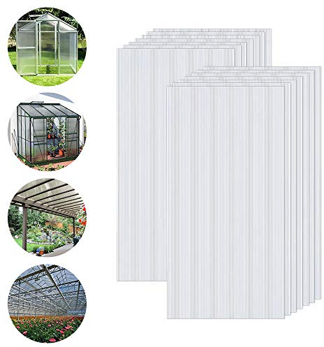 XMTECH Lot de 14 plaques alvéolaires en polycarbonate de 10,25 m², transparentes, double plaque alvéolaire, pour jardin, serre, protection UV, 60,5 x 121 cm