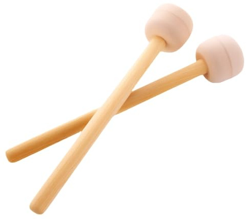 Cheerock 1 Pair Anti-slip Wool Felt Drum Mallets, 12.8 Inch Length Drum Mallet, Beige Bass Drum Percussion Sticks, Essential Accessory for Band Instruments, Perfect for Bass Drum