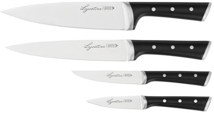 Lagostina Iceforce, Set Coltelli da Cucina, 4 Coltelli in Accaio Inox con Lama Raffreddata, Confezione con Coltello Chef 20 cm, Per affettare 20 cm, Spelucchino 9 cm e Multiuso 11 cm
