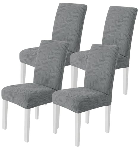 Ystyle Fundas Sillas De Comedor Pack 4, Fundas Sillas Elástico Universal Ajustables, Funda Sillas Comedor Desmontables Lavables, Funda Protectora Sillas, Gris Claro