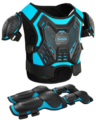 Kids Dirt Bike Gear, Youth Motocross Armor Protective Vest Suit，Children Chest Back Knee Elbow Protection for Cycling ATV (Blue)
