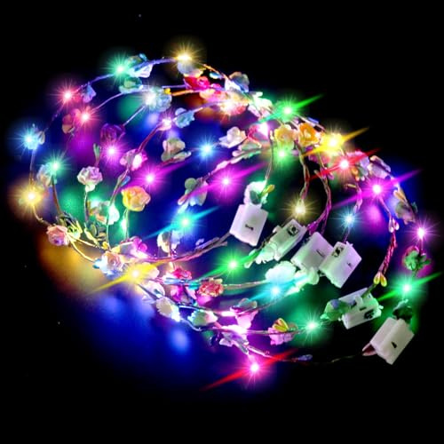 Meleager 6PCS LED Diadema de Flores, Diadema de Corona de Flor Luminosas, LED Diadema Guirnalda, LED Corona De Flores, Accesori Capelli, per Festa, Matrimoni