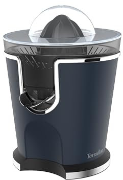 TERRAILLON - NEW MOON - Presse agrumes électronique - 160 W, Vitesses variables, Filtre et bec verseur en Inox, Réservoir 300 ml, 2 Cônes pour différents agrumes, Corps Inox peint, Bleu