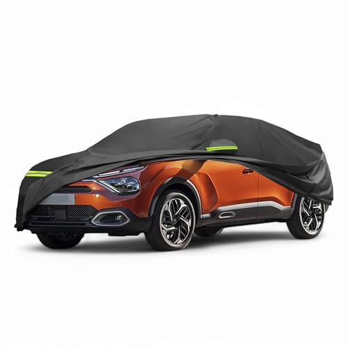 A ABSOPRO Housse Voiture pour Citroen C4 II Berline 10-20 1pc | Couleur Noir, Matériau 210D-PU, Toutes Saisons, Imperméable, Coupe-Vent, Protection Solaire, Fermeture Éclair, Respirante