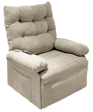 SWEET SOFA®Sillón Relax reclinable Majo, butaca electica con Sistema Levanta Personas 3 Motores, sillón Elevador Maximo Confort Color Beige