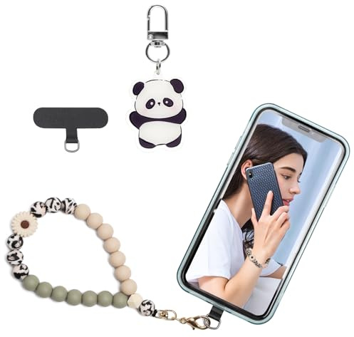 KQDRAVINE Catenina con Perline in Silicone con Pratica Clip, Catenina Corta per Cellulare, Catenina da Polso per Cellulare con Cinturino da Polso Resistente, Elegante