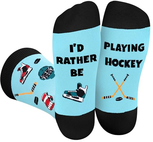 Calzini Hockey Uomo Donna Divertenti - I'D RATHER BE PLAYING HOCKEY Calze Personalizzati Fantasia Colorati Simpatici Strani Colorati Lunghe CalzeRegalo - Idee Regali Natale Compleanno per Lui Lei