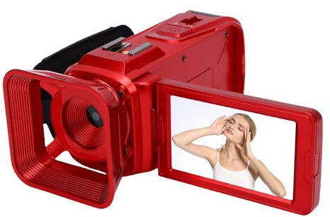 Plyisty 4K-videokamera, 64 MP WiFi-videokamera med 3,0 Tums Roterande Skärm 18X Digital Zoom Bildstabilisering, för Inspelning Av Bröllopsskola för Resor (röd)