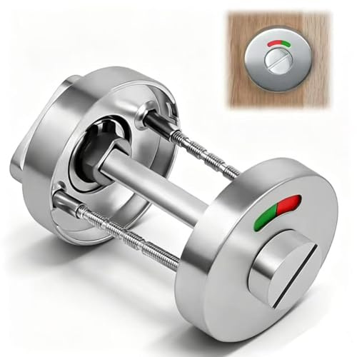 Rosetta per WC con indicatore di occupazione, serratura con manopola in acciaio inox, set di rosette girevoli, serratura per porta WC, con indicatore rosso e verde, per bagno e WC, accessori