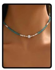 Wedity Boho-frö pärla kraghalsband med enkelt pärlhalsband, guld accentpärlor, flerfärgad