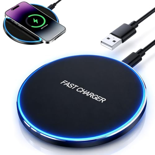 Cargador Inalámbrico Magnético 15W con Carga Rápida por Inducción y USB-C, Estación de Carga Ultrafina, Compatible con Phone 16/15/14/13/12, Galaxy S24/S23 y Auriculares