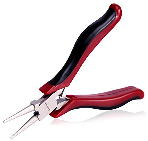 Speedwox Mikro-Rundzange, 11,4 cm lang, feine Zange für Drahtschlaufen, ultra-konische Backen, Präzisions-Fachrundzange mit Feder, funktionales Mini-Werkzeug zum Basteln und für Schmuck