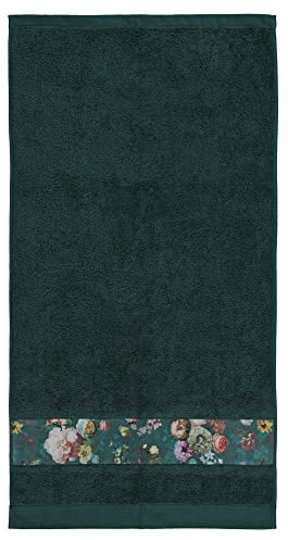 ESSENZA Handtuch Fleur dunkelgrün, 70x140 cm - 97% Baumwolle, 3% Polyester - Blumen Pfingstrosen Tulpen