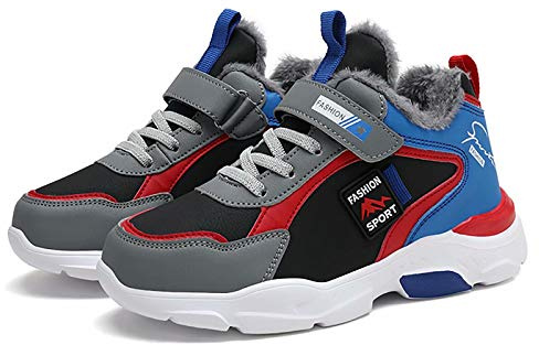 GURGER Hiver Chaussure Garcon Botte de Neige Enfants Baskets Fille Chaudes Fourrées Sport Sneakers Noir Taille 28