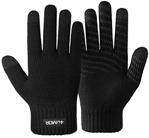 4UMOR Stickade handskar Anti-Slip Touch Screen Ull Tjock Akryl Handskar Unisex Varma Vinterhandskar för Män Kvinnor