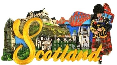 Scottish Fridge Magnet Scotland Word Highland Piper Edinburgh Castle Souvenir COllage Montage