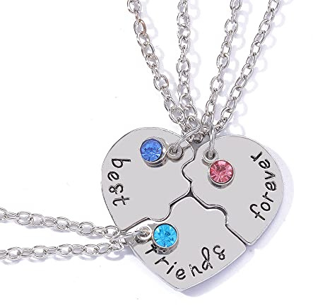 ShiQiao Spl BFF Necklace for 3 Girls Best Friend Birthday Gifts for Bestie Gifts for Women Matching Friendship Necklace 3 Pcs