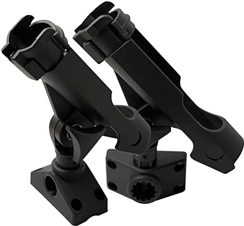 2 Pack Baitcaster/Spinning Rod Holder with Side Deck Mount (Holder + Mount)
