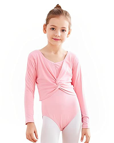 PythJooh Toddler Girl Ballet Dance Wrap Kid Long Sleeve Crossover Cotton Dance Cardigan for 2-8Years