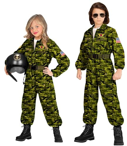 W WIDMANN MILANO Party Fashion - Barndräkt för stridsflygplan, jumpsuit, pilot, uniform, karnevalsdräkter