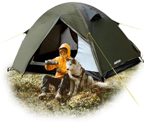 JAICOM Zelt - 2 Personen Camping Zelt, Ultraleicht & Wasserdichtes & Winddicht Kuppelzelte, Aluminum Zeltstange, 2 Türen, Kleines Packmaß für Camping, Wandern, Outdoor