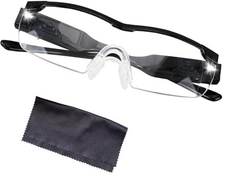Neyeau Magnifying Glasses for Hobbies, 250% Magnification, Magnifying Glasses with 2 LED Lights, Anti Blue Light, Hands Free Head Magnifier Eyeglasses for Close Work, Hobbies, Reading, Craft