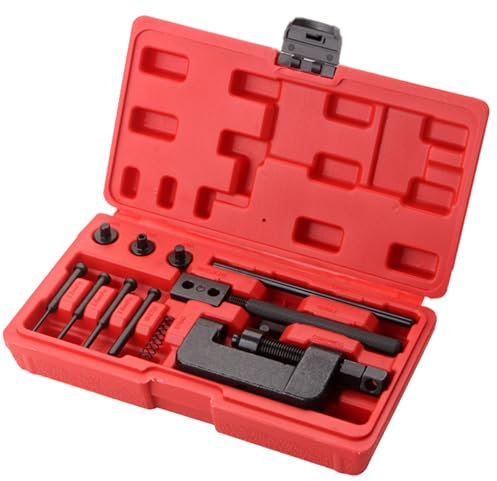 Wjelet 13-teiliges Kettennieter Motorrad, Motorrad Kettenbrecher Werkzeugsatz, Motorradketten Trennwerkzeug Nietwerkzeug, Fahrrad-Nockenantriebsset für Atv Dirt Bike Fahrrad/Motorrad