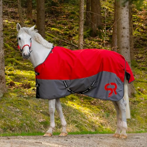 SUNRIDE Manta invernal de 100 g para caballos (Estocolmo), combinable con mantas, 100% impermeable, 1200D (rojo, 135 cm)