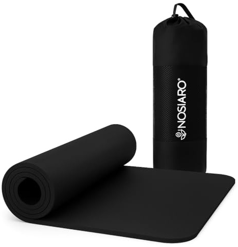 NOSIARO Tapis de Sport Epais 1,5 cm - Haute densité -Confort Articulations - Tapis sport – Antidérapant & Résistant – 183x61 cm – Avec Sangle + Sac de Transport – Idéal Pilates, Fitness, Tapis Yoga