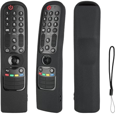 Funda para Mando a Distancia de Silicona Compatible con LG MR21GA MR23GA MR24GA MR22GN MR21GC MR23GN MR22GN TV Magia Mando a Distancia Cubierta Protectora a Prueba de Choques con Cordón (Negro)