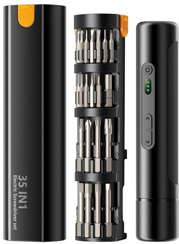 PACOVY Electric Screwdriver Cordless, Power Screwdriver Set with 3 Torque Settings, 1500mAh Battery, 33 Magnetic Bits, LED Light, Rechargeable Tool for Furniture and Household Repairs