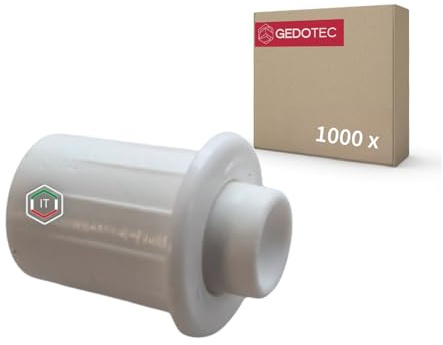 Gedotec Amortiguador de puerta de plástico | Amortiguador de perforación Ø 8 mm | 1000 unidades blanco | Amortiguador para puertas de perforación | Amortiguador de puerta contra puertas que se rompen