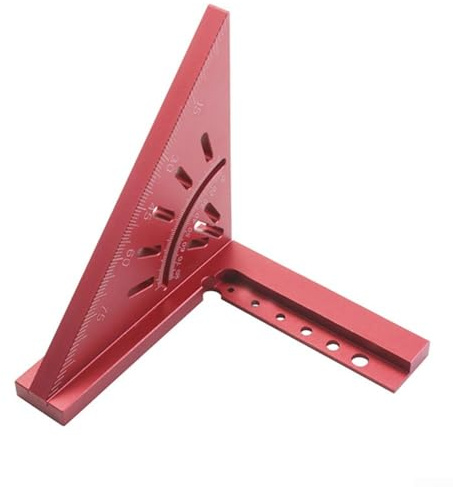 Righello angolare in lega di alluminio, 125 x 90 mm, 45/90 gradi, strumento di misurazione e scrittura per la lavorazione del legno e la carpenteria