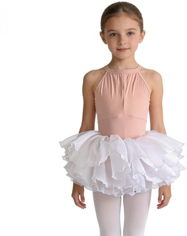 Freebily Flicka Balett Tutu Balett Prinsessa Klänning för Flickor Balett Klänning Gymnastisk Dans, Rosenröd, 9-10 år