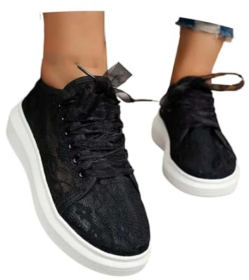 SKFLABOOF Baskets traditionnelles pour femme - Chaussures plates pour femme - Élégantes et confortables - Dentelle Dirndl - Chaussures de sport blanches - Baskets d'été blanches - Chaussures d'été
