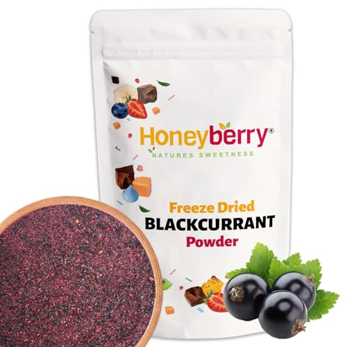Polvo de Grosella Negra Liofilizada 250g — Casis en Polvo — Fruta Liofilizada en Polvo sin Aditivos — Colorante Natural Oscuro — Para Repostería, Batidos, Yogur, Muesli y Postres
