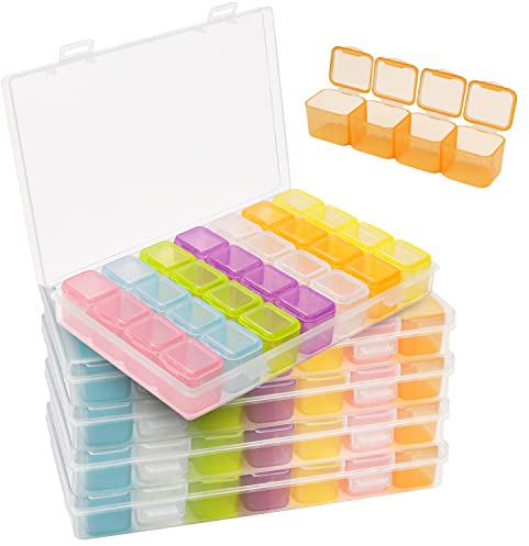 BELLE VOUS 140Stücke 5er Pack Perlen Bastel Ordnungssystem Aufbewahrungsbox Mehrfarbige Plastik Aufbewahrungsbox Bastelmaterial - Sortierboxen für Kleinteile für Nail Art, Schmuck & Perlen