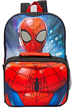 Spiderman Albie Backpack with Lunchbag and Water Bottle, Blue, M (SPID02031)