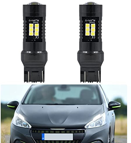 NSLUMO Ampoules de feux diurnes LED Drl pour Peug.eot 208 Hatchback 2012-2020 T20 W21/5W 7443 Canbus W21/5W Lumière du jour, feux de jour Drl, feu de position DLR à LED W21/5W