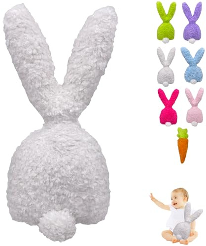 30cm White Easter Rabbit Stuffed Animal Pillow - 11.8 Cute Bunny Squishy Toy Plushie Pillow Kawaii Soft Cushion for Girls Boys Kids Birthday Party Favor Gift Cuddly Toy