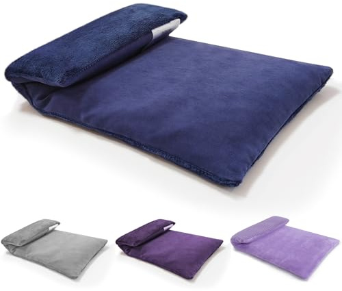 UNCN Wheat Bags Microwavable with Washable Cover | Microwave Heat Pad for Back Pain Relief 32×17 CM | Heat Pads for Muscle Cramps Menstrual Joints Relief (Navy Blue)