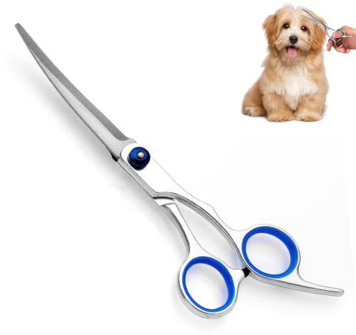 Hunde Scheren, Gebogen Fellschere für Hunde und Katze, Hundeschere Grooming Von Haustieren Edelstahl, Effilierschere für Haustier Modellierschere, Schere Profi für Hundesalon Die Fellpflege