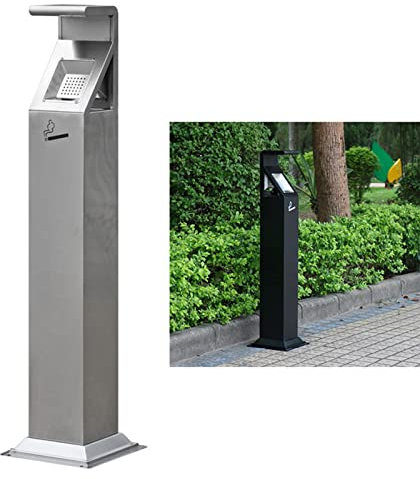 Cenicero de pie de acero inoxidable para exteriores para soporte de suelo contemporáneo, ceniceros de metal comerciales altos para patio exterior, cenicero independiente para uso en restaurantes,